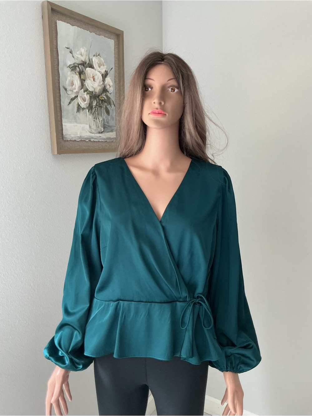 Abercrombie & Fitch Teal Wrap Peplum Blouse